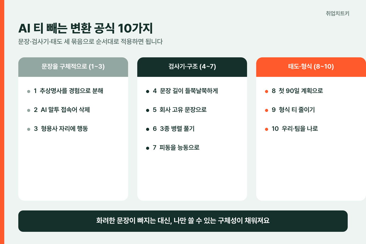 AI 자소서 티 빼는 변환 공식 10가지 요약