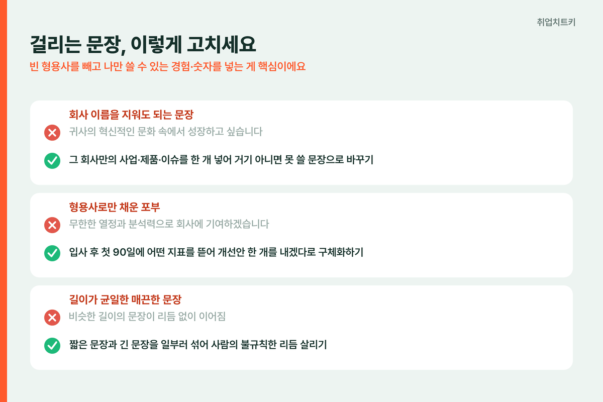 AI 자소서 걸리는 문장 Before After 고치는 법