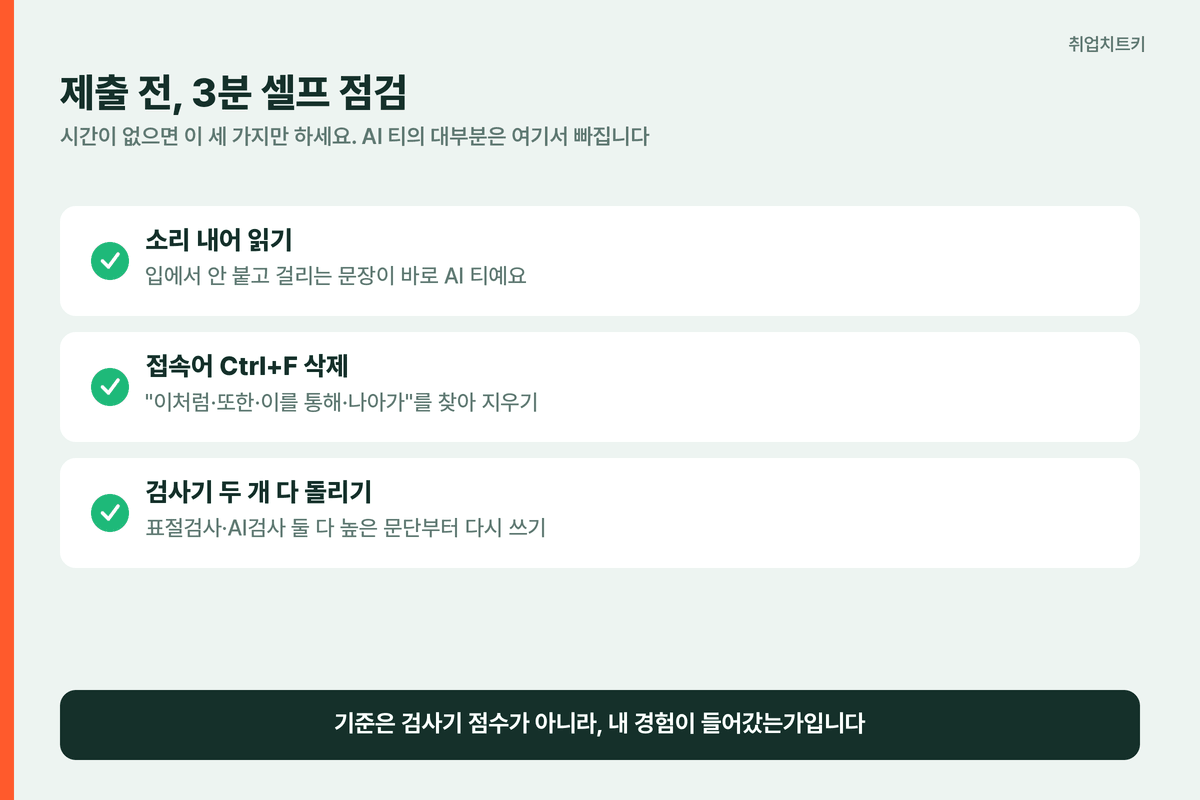AI 자소서 제출 전 3분 셀프 점검 체크리스트