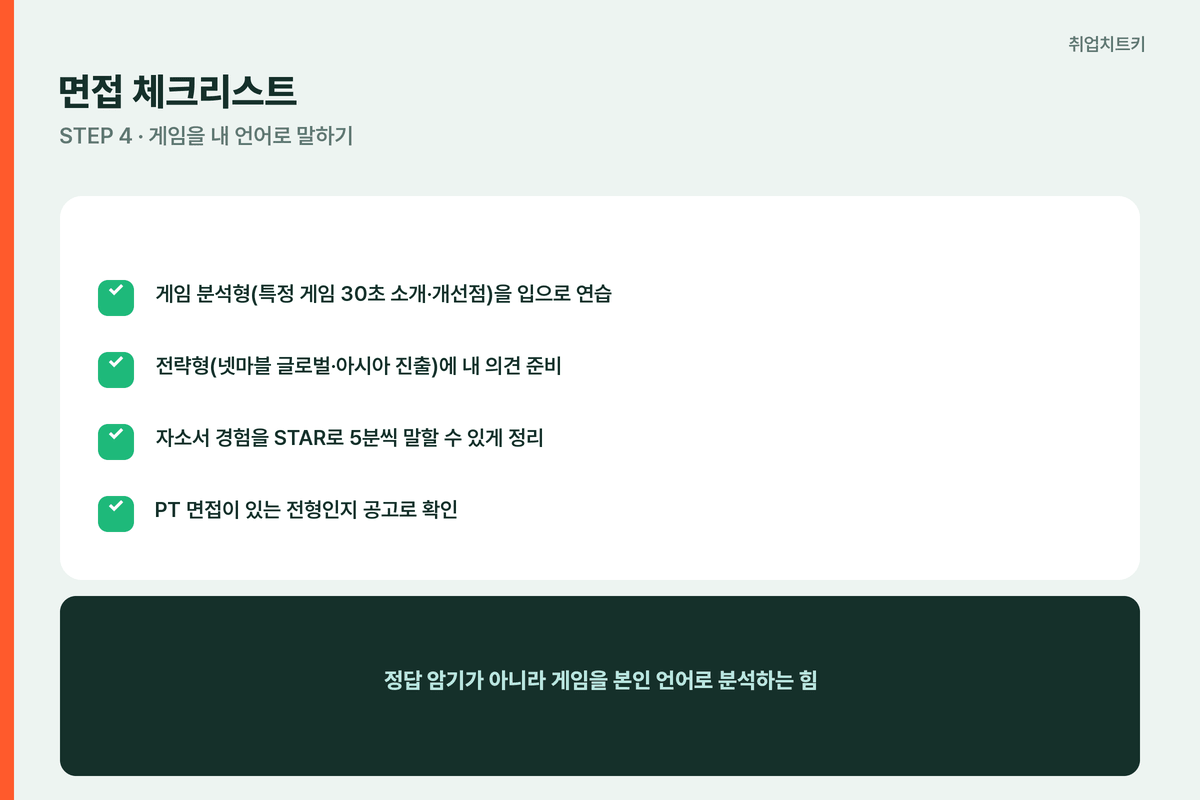 넷마블 면접 체크리스트 게임분석형 전략형 STAR PT