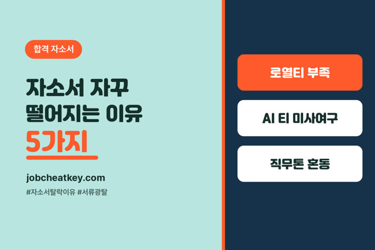 자소서 떨어지는 이유 5가지, 붙는 자소서로 바꾸는 법