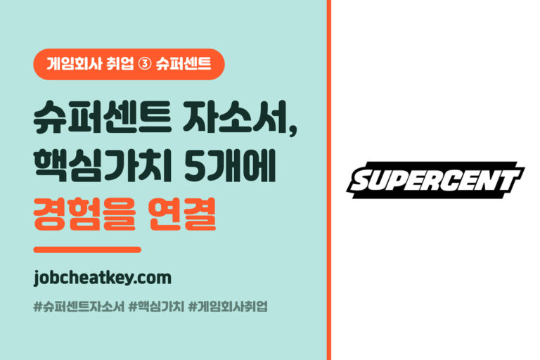 슈퍼센트 자소서 공략 (핵심가치 5개 연결·직무별 키워드)