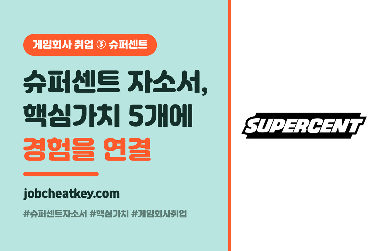 슈퍼센트 자소서 공략 (핵심가치 5개 연결·직무별 키워드)