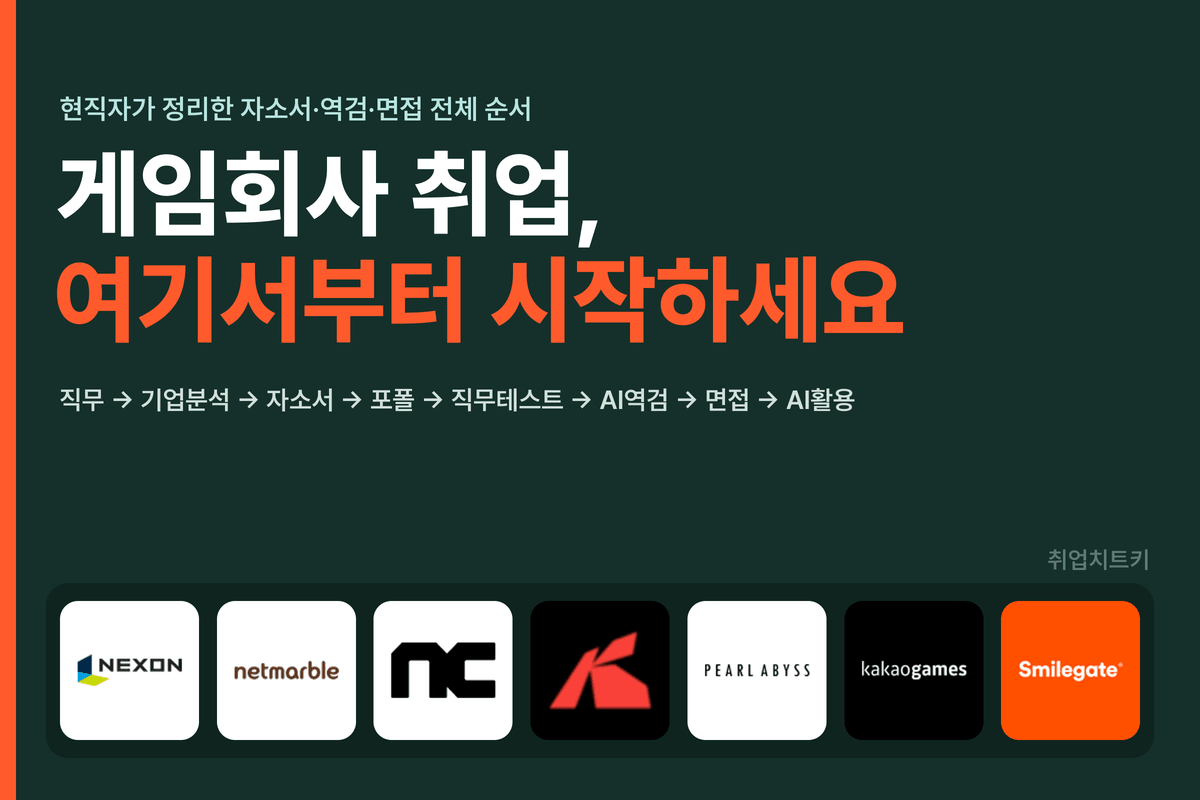 게임회사 취업, 여기서부터 시작하세요 (자소서·역검·면접 전체 순서)
