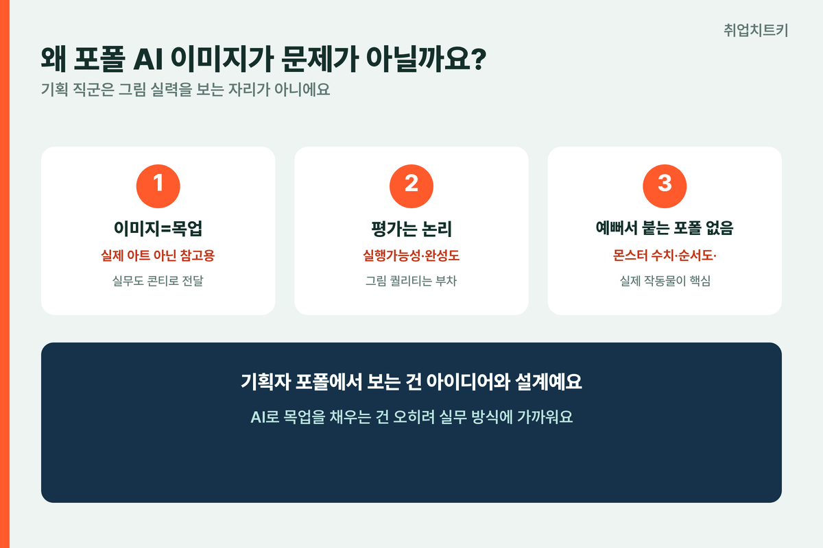 게임기획 포트폴리오 AI 이미지 왜 문제 아닌지 목업 실행가능성
