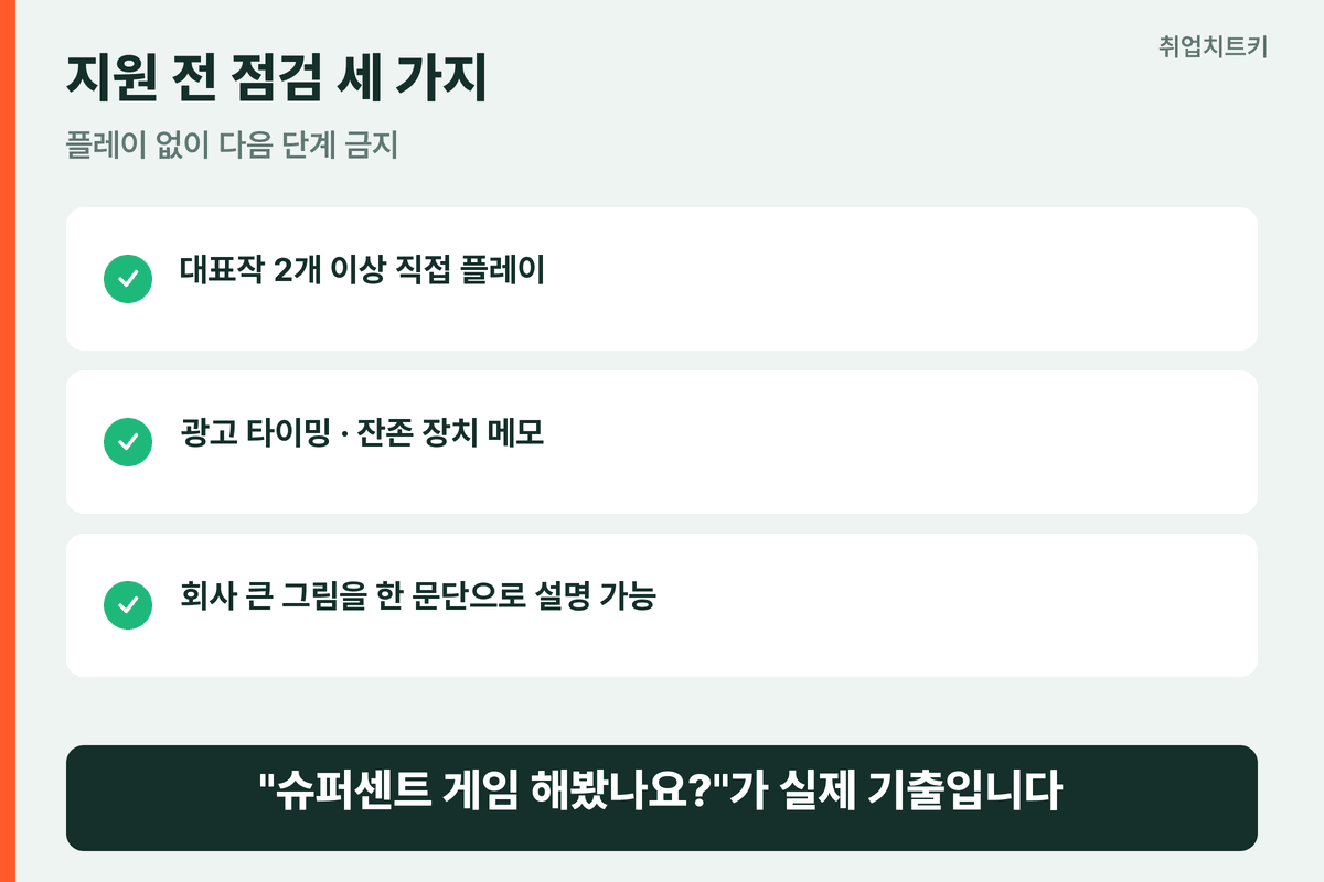 슈퍼센트 지원 전 점검 게임 플레이 광고 분석 회사 이해