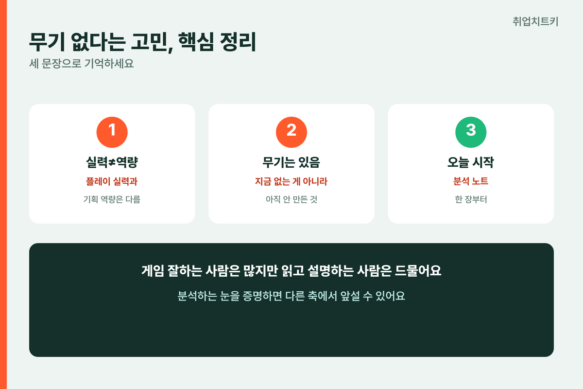 게임기획자 무기 없다는 착각 핵심정리 실력다름 오늘시작