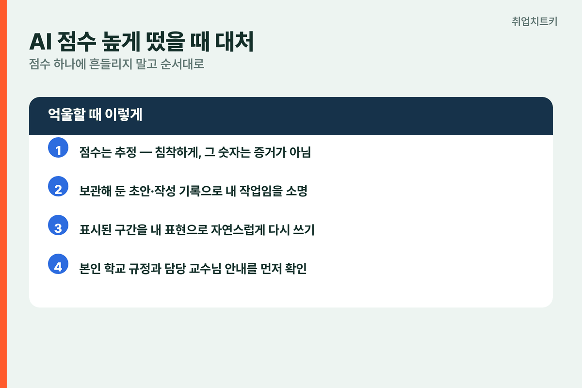 턴잇인 AI 점수 대처 침착 초안 소명 다시 쓰기 학교 규정 확인