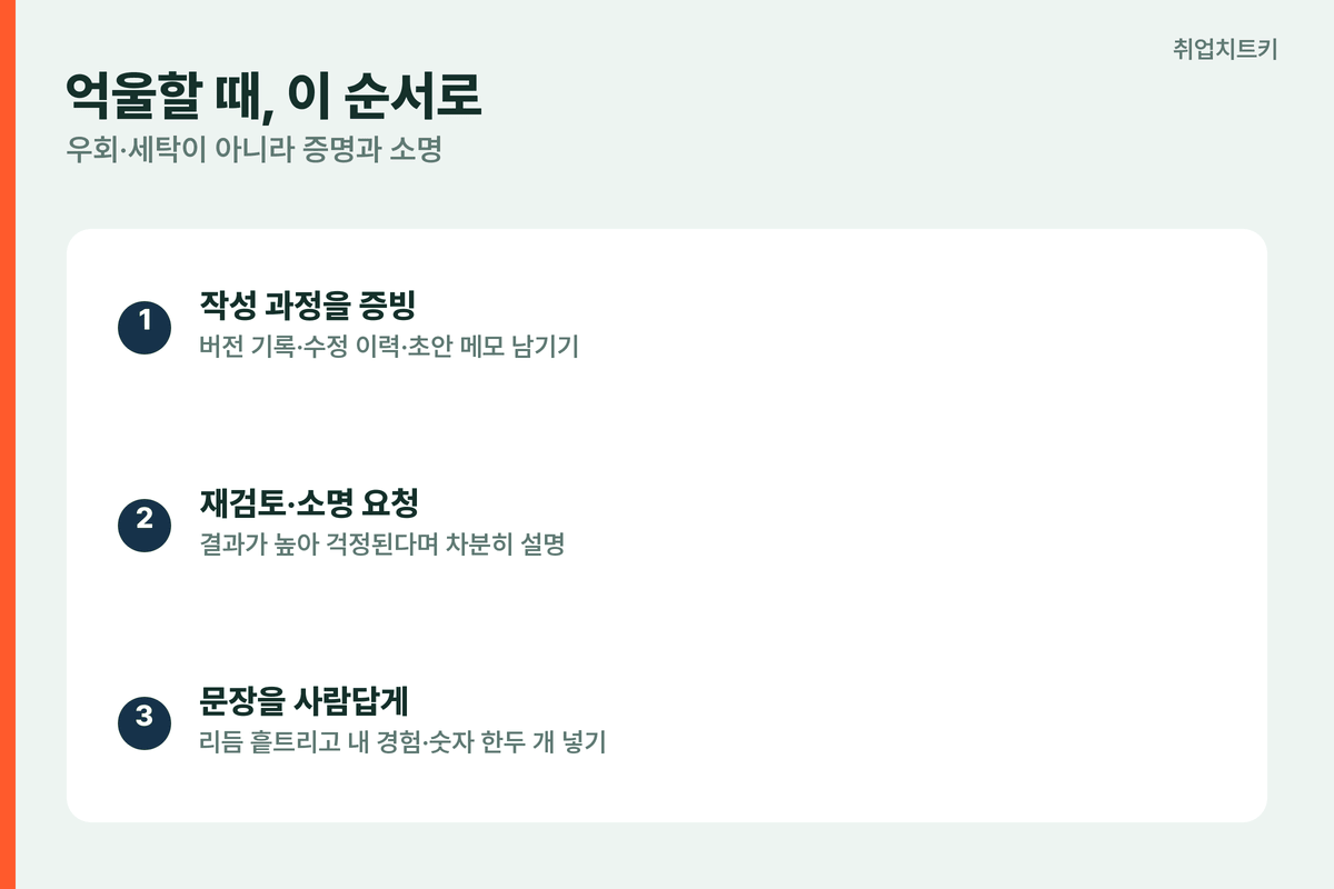 AI 오탐 대처 작성 과정 증빙 버전 기록 소명 요청 문장 사람답게 다듬기