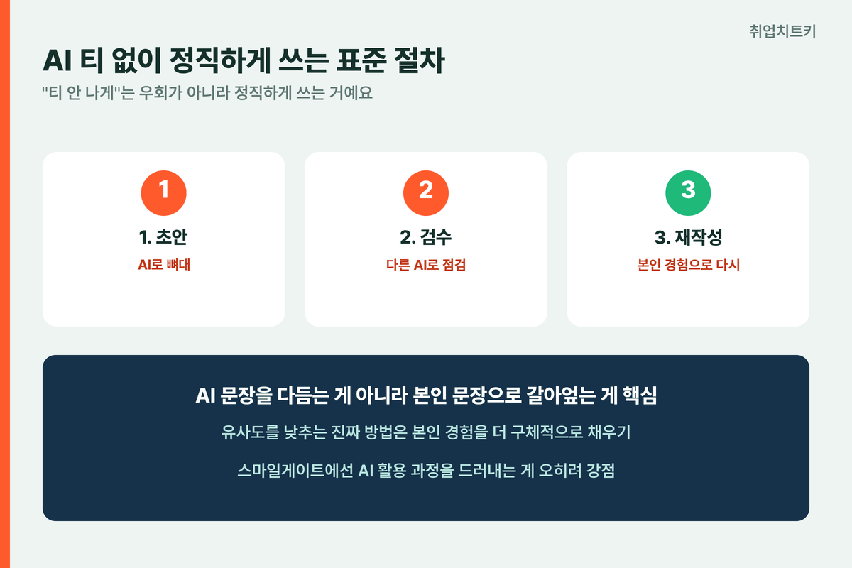 스마일게이트 AI 티 없이 정직하게 초안 검수 재작성