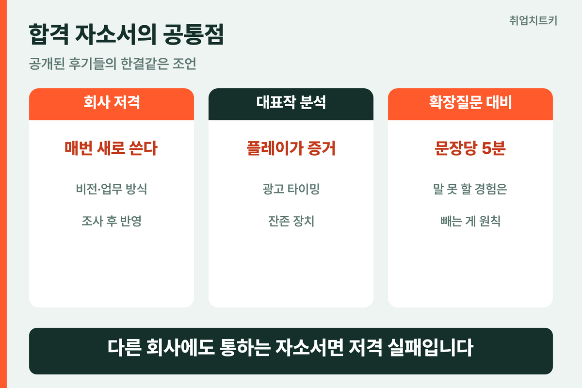 슈퍼센트 합격 자소서 공통점 회사 저격 대표작 분석 확장질문 대비
