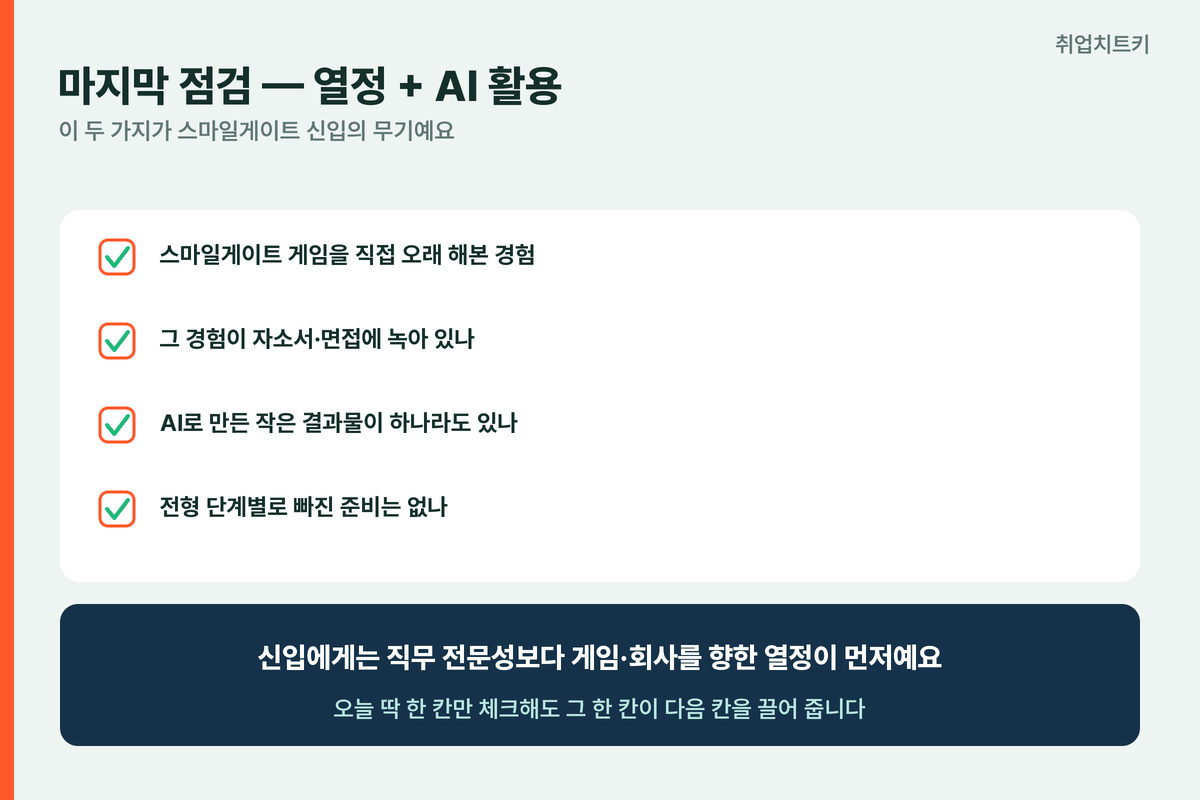 스마일게이트 최종 체크리스트 열정 AI 활용 게임 경험