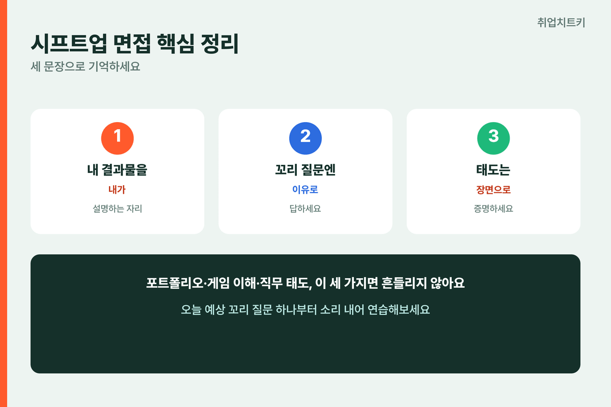 시프트업 면접 핵심정리 결과물설명 꼬리질문 직무태도