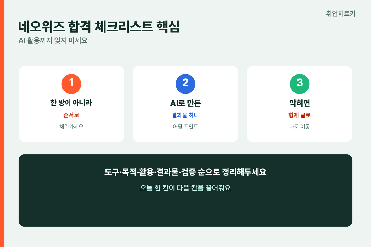 네오위즈 합격체크리스트 핵심정리 순서로채우기 AI활용어필
