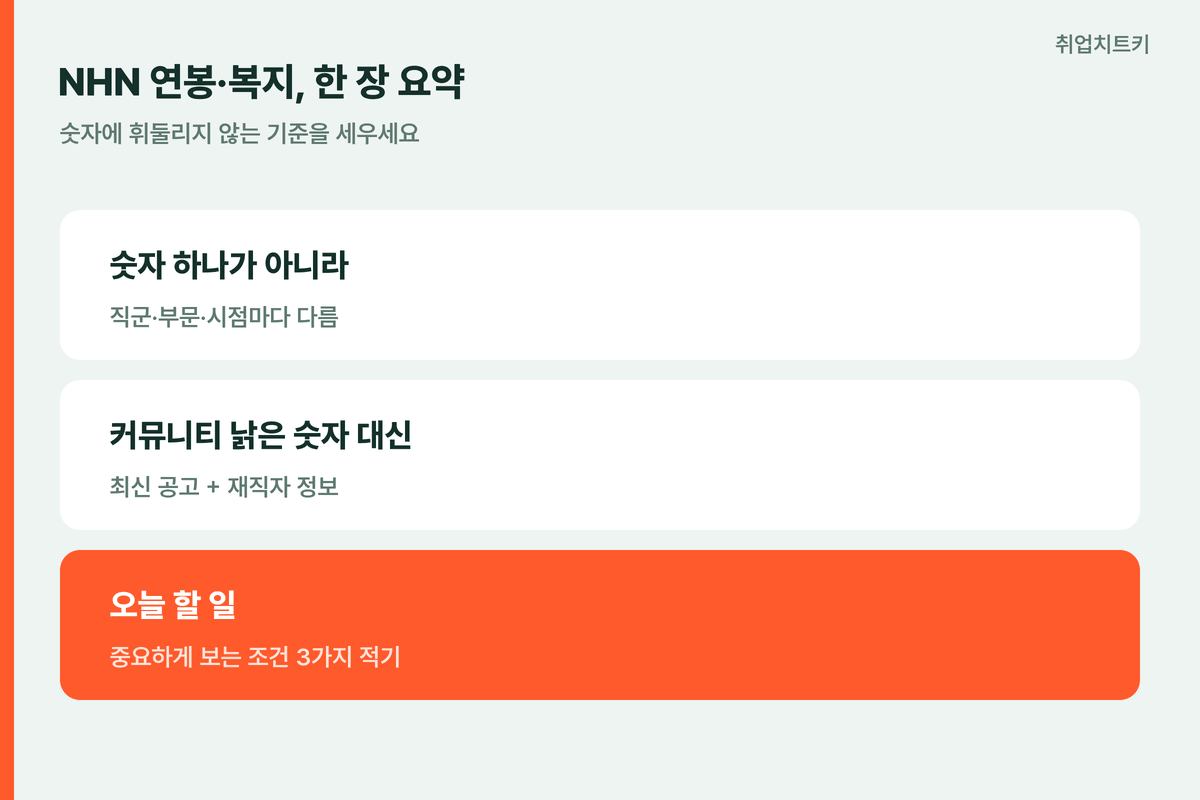 NHN연봉복지 한장요약 숫자보다직군부문시점 재직자정보확인