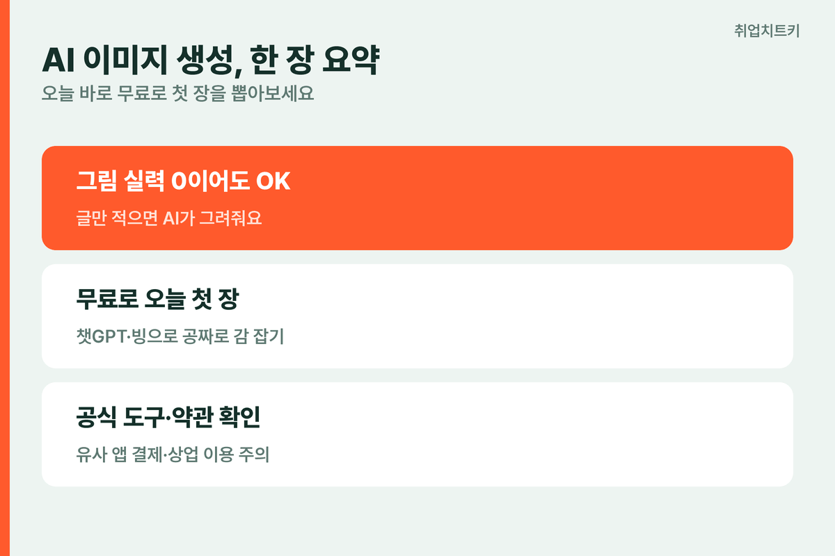AI 이미지 생성 한 장 요약 그림 실력 불필요 무료로 오늘 첫 장 한국어로 적기