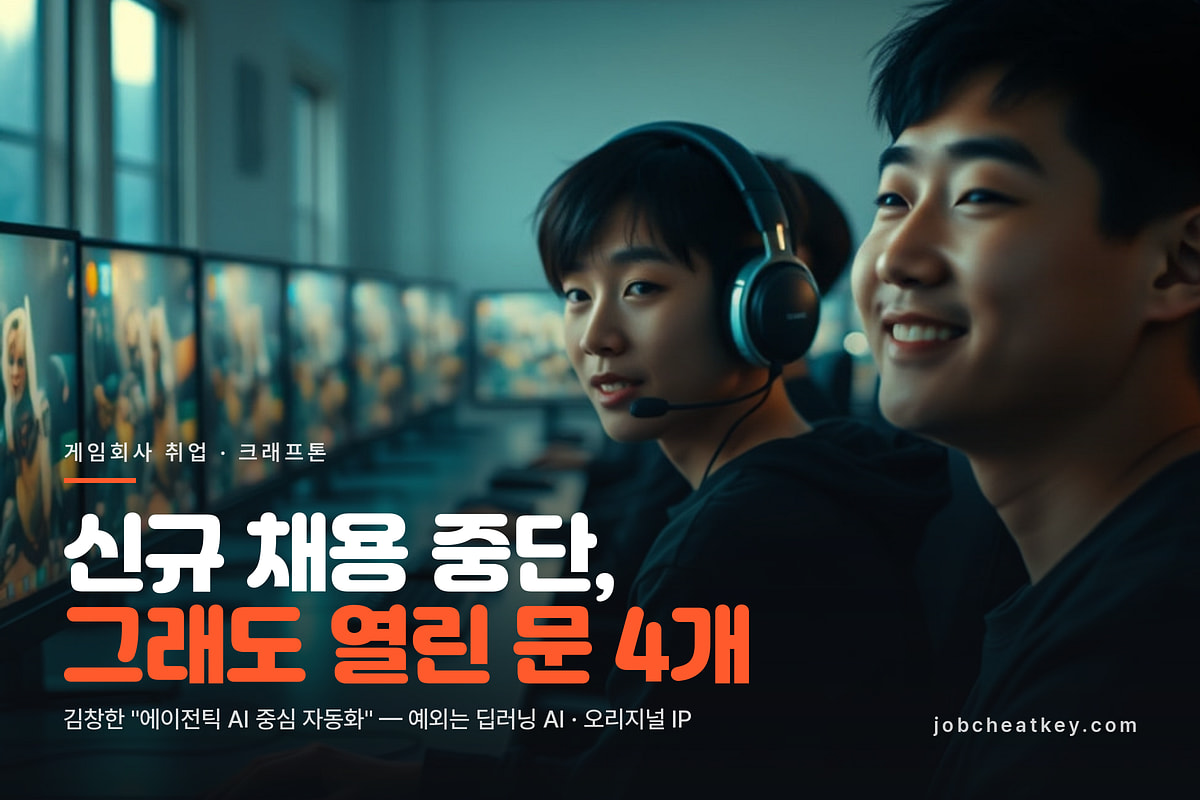 크래프톤 채용 중단과 AI 퍼스트, 김창한 발언으로 읽는 게임사 신입 전략 (2026)