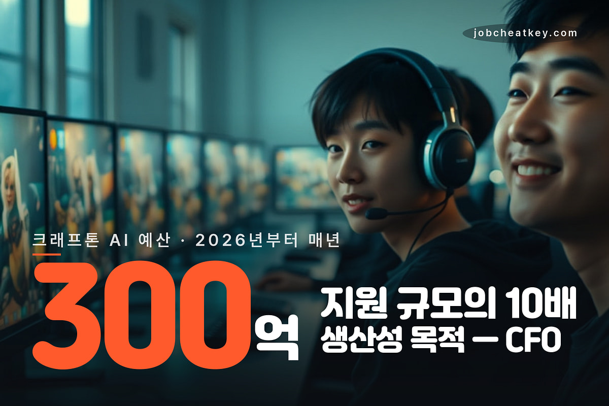 크래프톤 AI 예산 연 약 300억 원, 기존 AI 지원 규모의 10배 이상