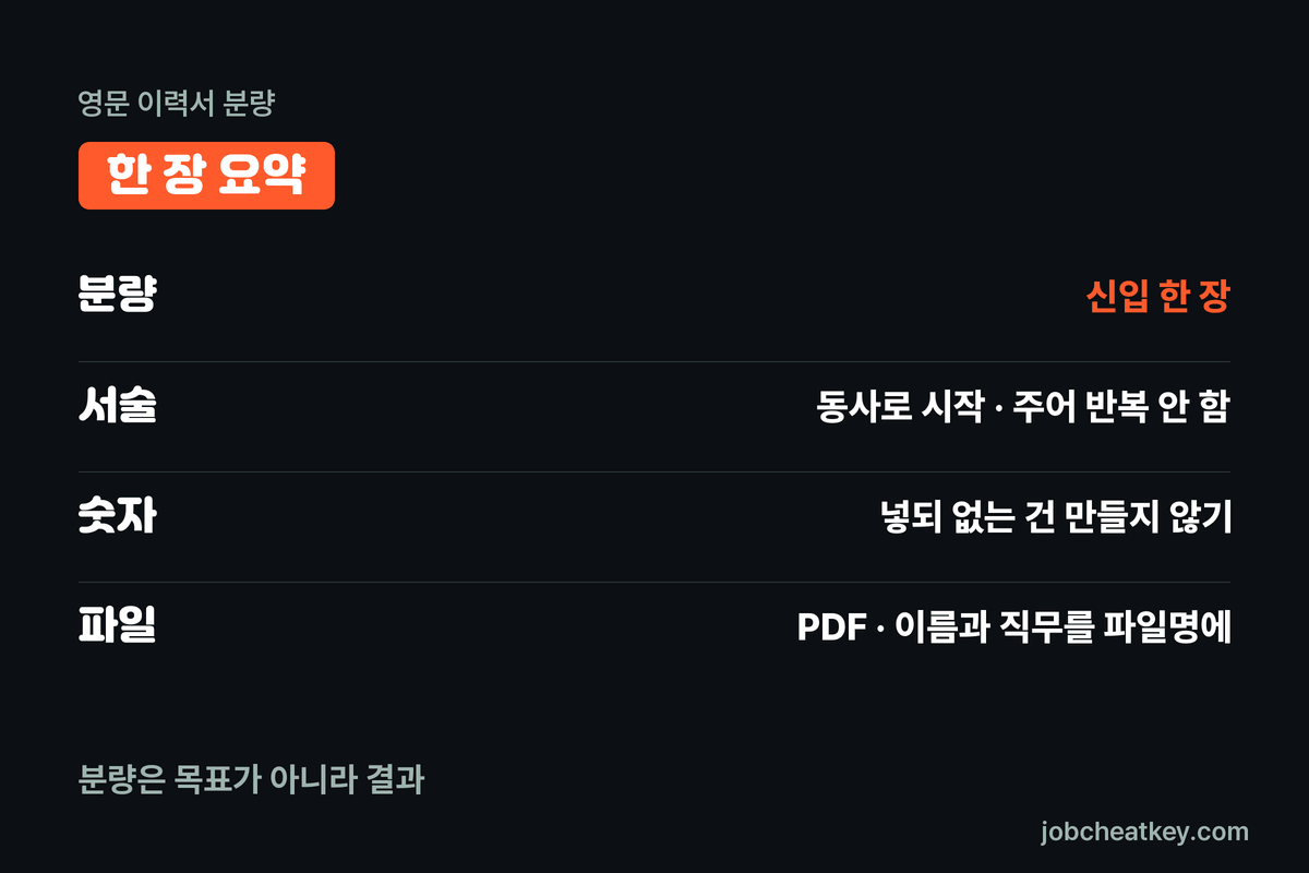 영문 이력서 핵심 요약
