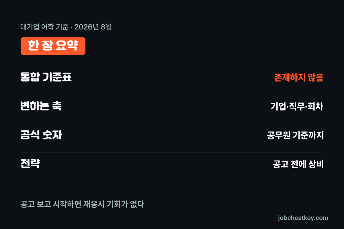 대기업 어학 기준 핵심 요약
