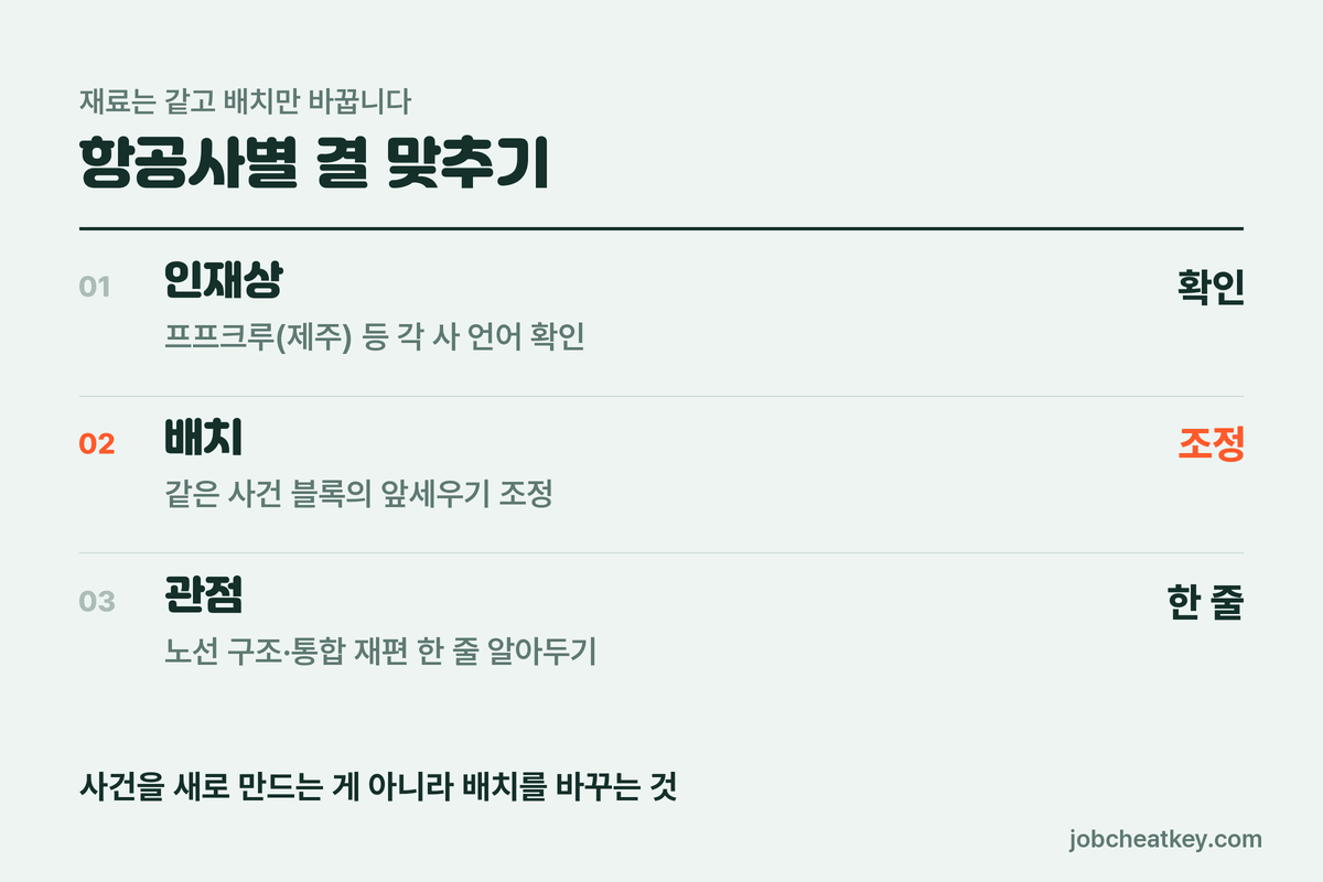 항공사별 결 비교
