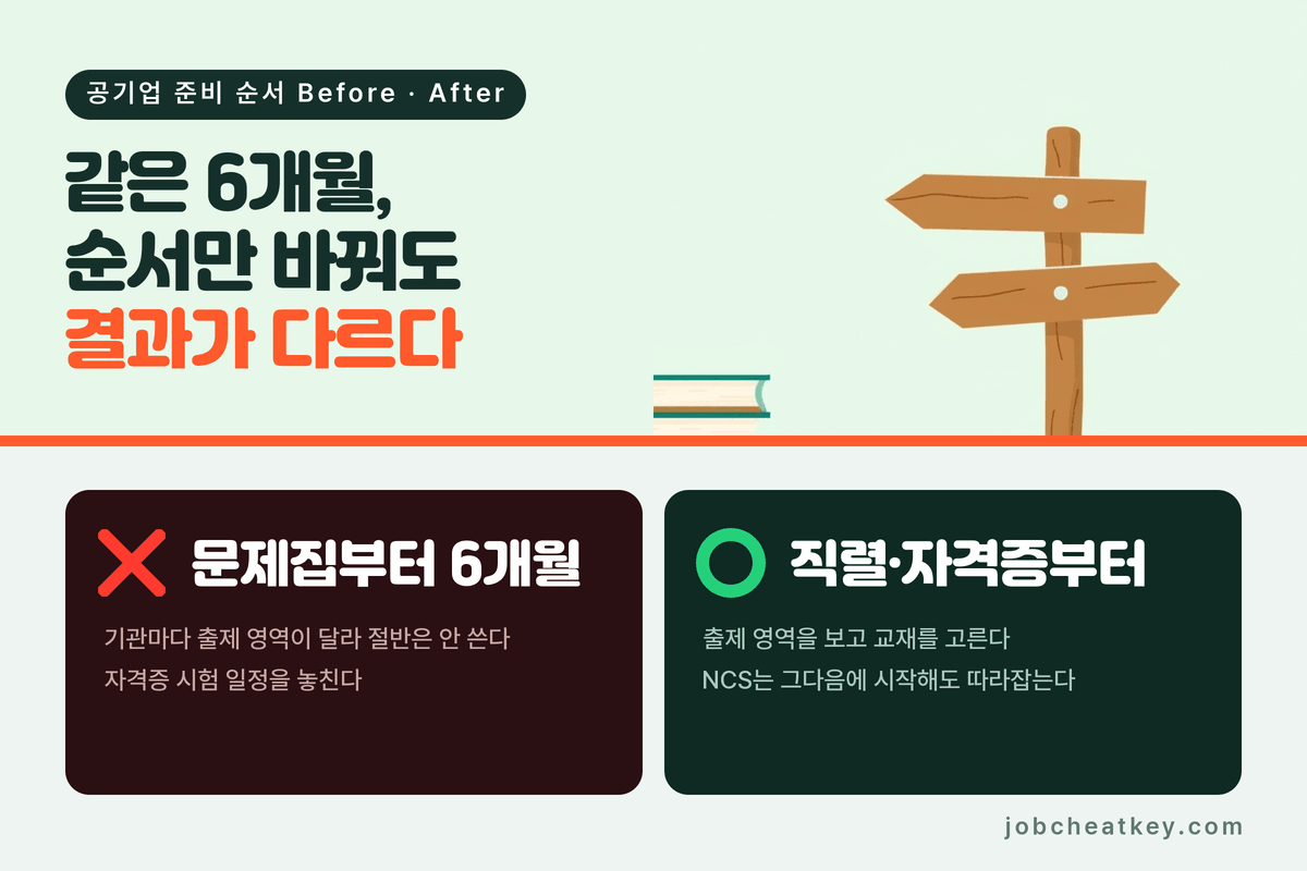 공기업 채용 준비 순서 문제집 먼저와 직렬 먼저 비교