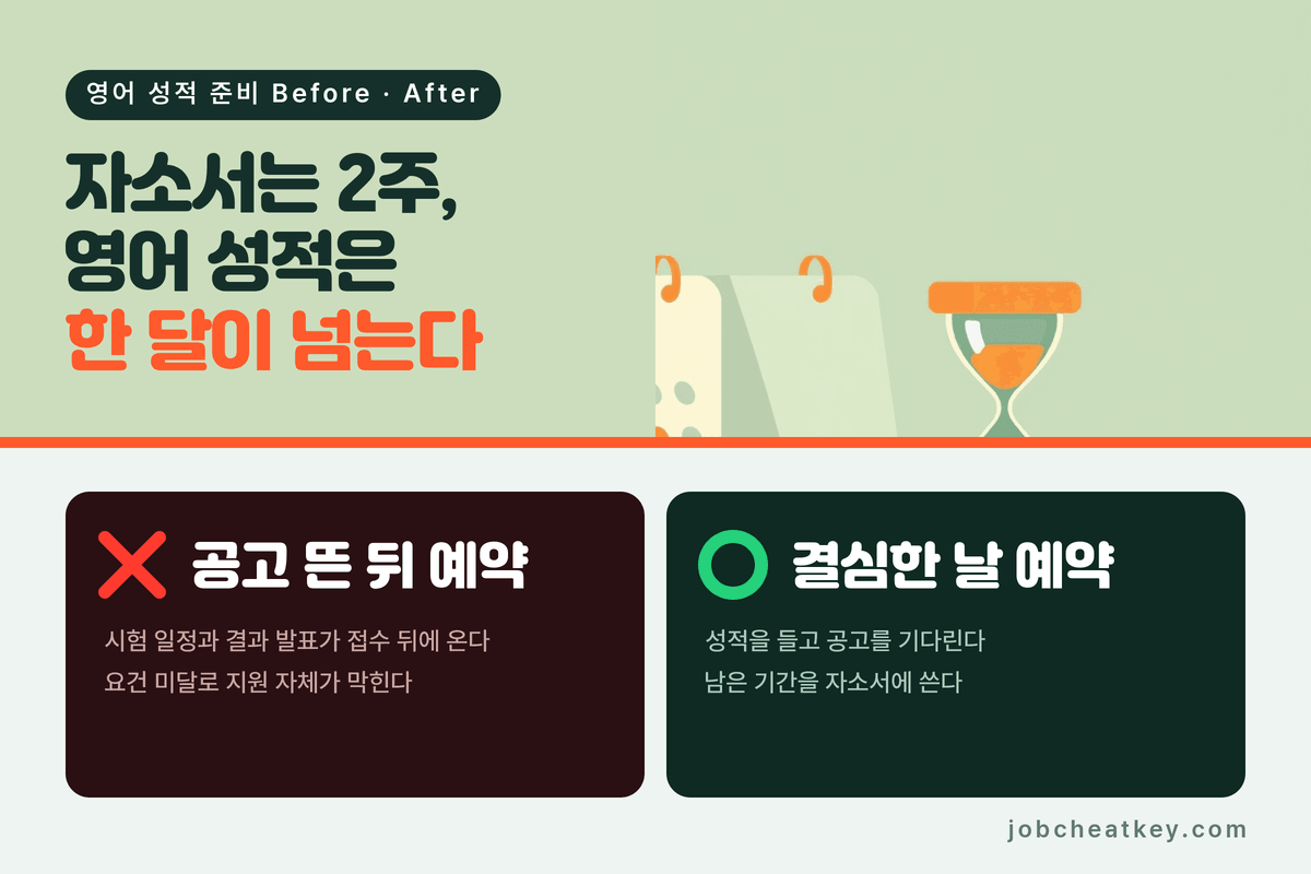 영어 성적을 나중에 준비할 때와 먼저 준비할 때