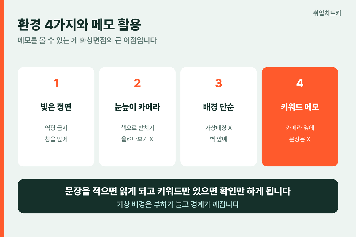 화상면접 환경과 메모 활용