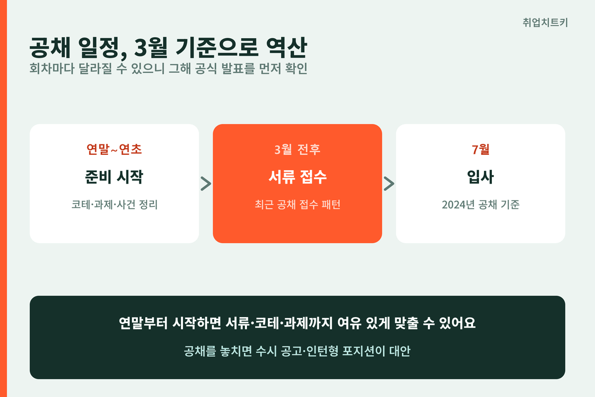 네이버 공채 일정 역산 준비 타임라인