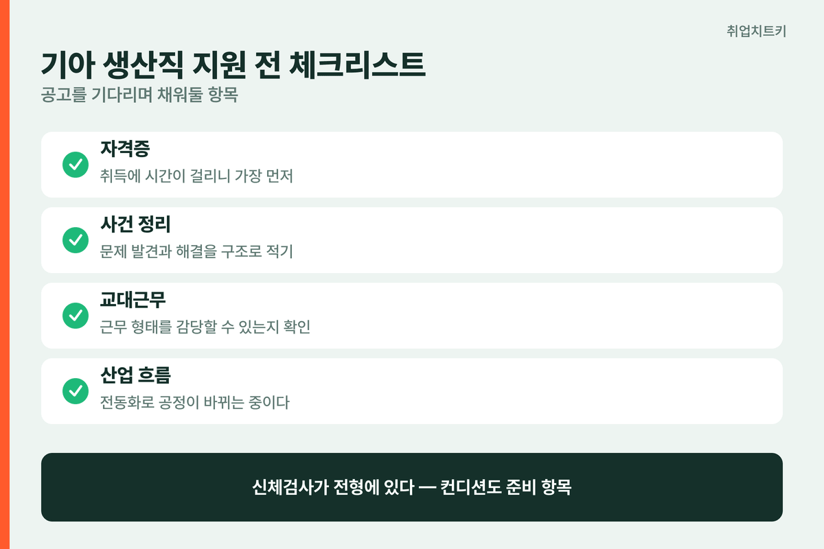 기아 생산직 지원 전 체크리스트
