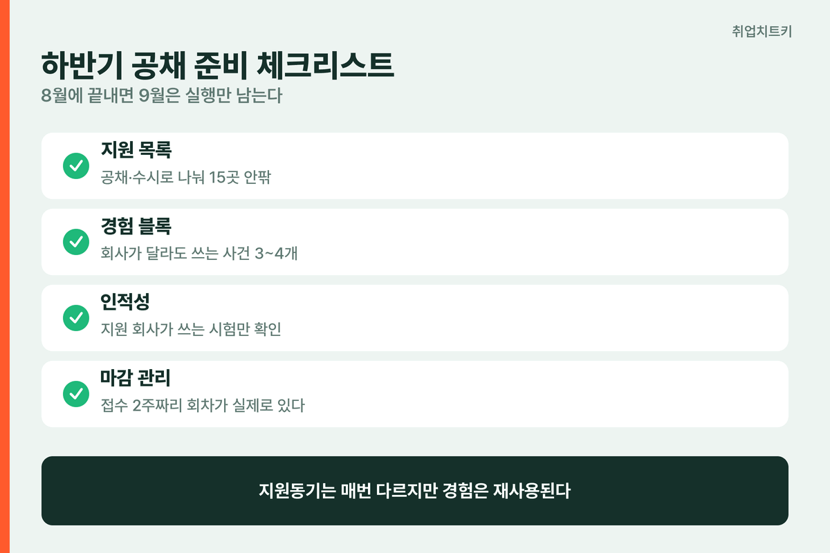 2026 하반기 채용 준비 체크리스트