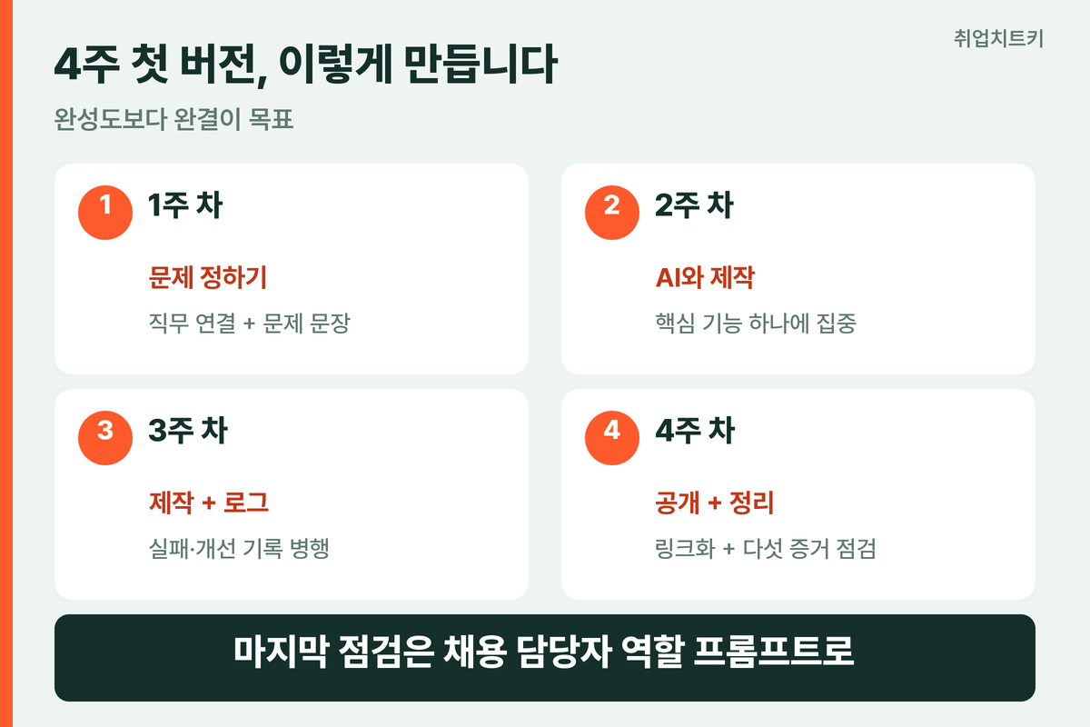 AI 포트폴리오 4주 제작 순서 문제 제작 로그 공개