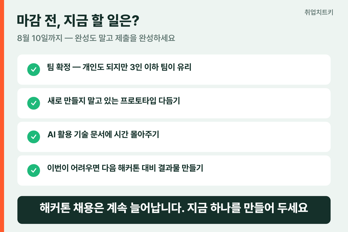 해커톤 채용 지원 전 체크리스트 팀 빌드 문서 마감