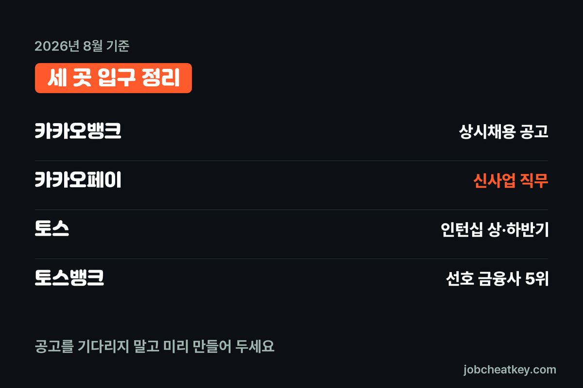 카카오뱅크 카카오페이 토스뱅크 정리