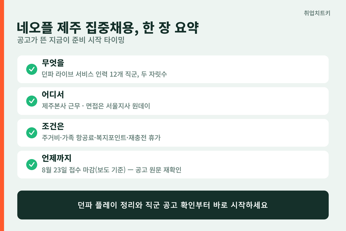 네오플 제주 집중채용 분석 핵심 요약