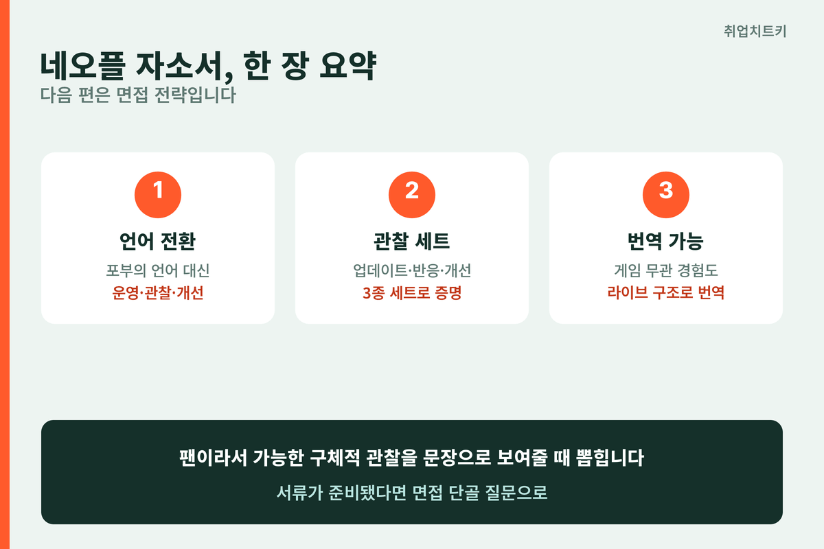 네오플 자소서 핵심 요약