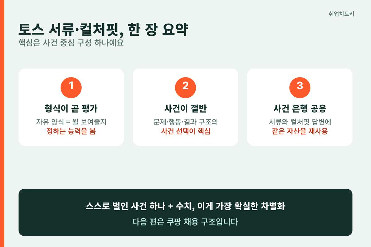 토스 서류와 컬처핏 준비 핵심 요약