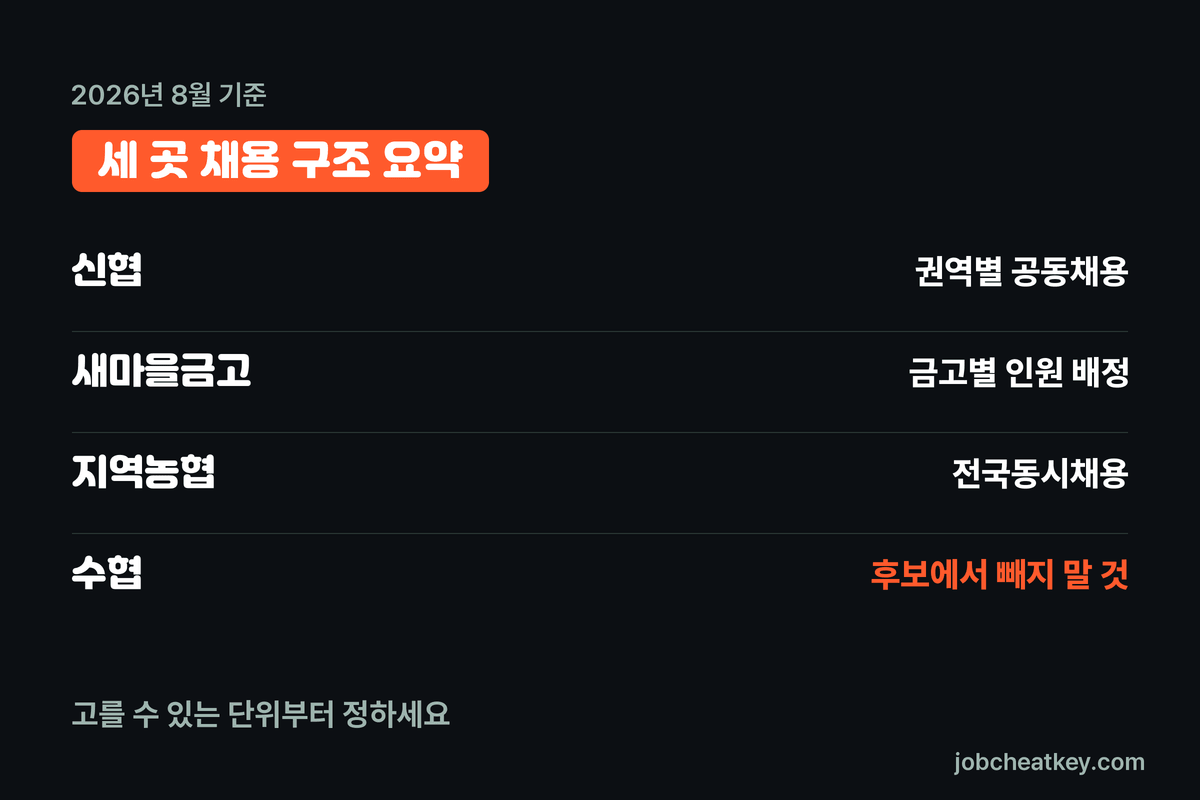 농협 새마을금고 신협 핵심 요약