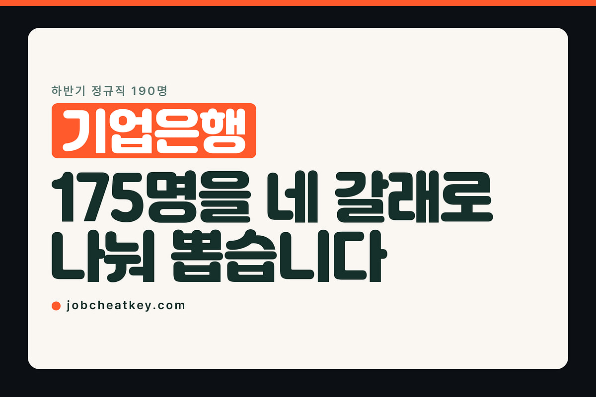 기업은행 채용, 175명을 네 갈래로 나눠 뽑습니다