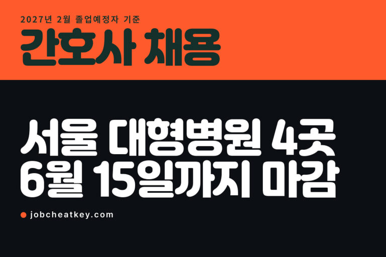 간호사 채용, 서울 대형병원 4곳은 6월 15일까지 접수가 모두 끝났습니다