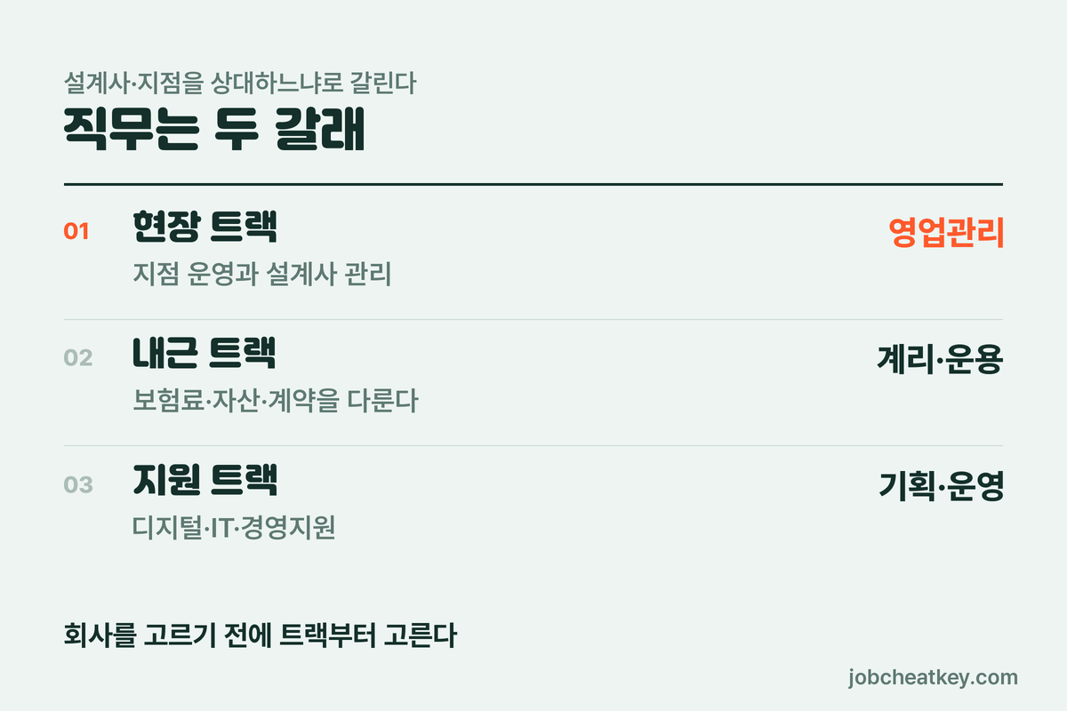 생명보험사 취업 직무가 두 갈래로 나뉘는 구조