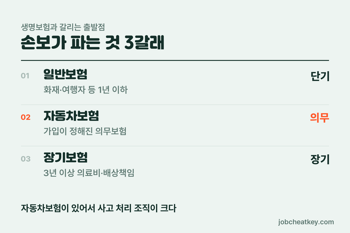 손해보험 상품 3갈래