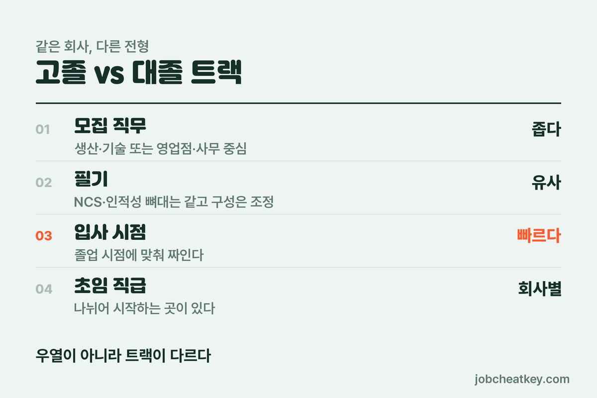 두 트랙이 갈리는 지점