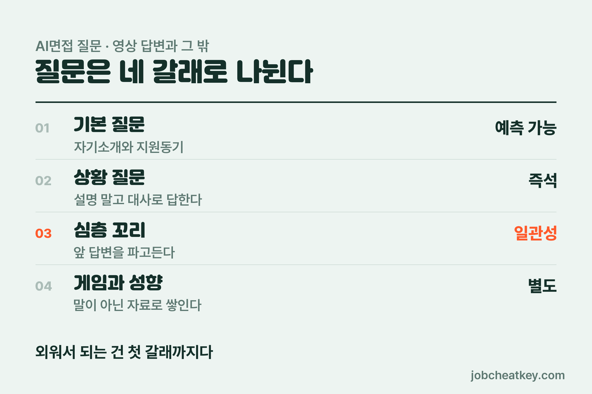 AI면접 질문은 네 갈래로 나뉜다