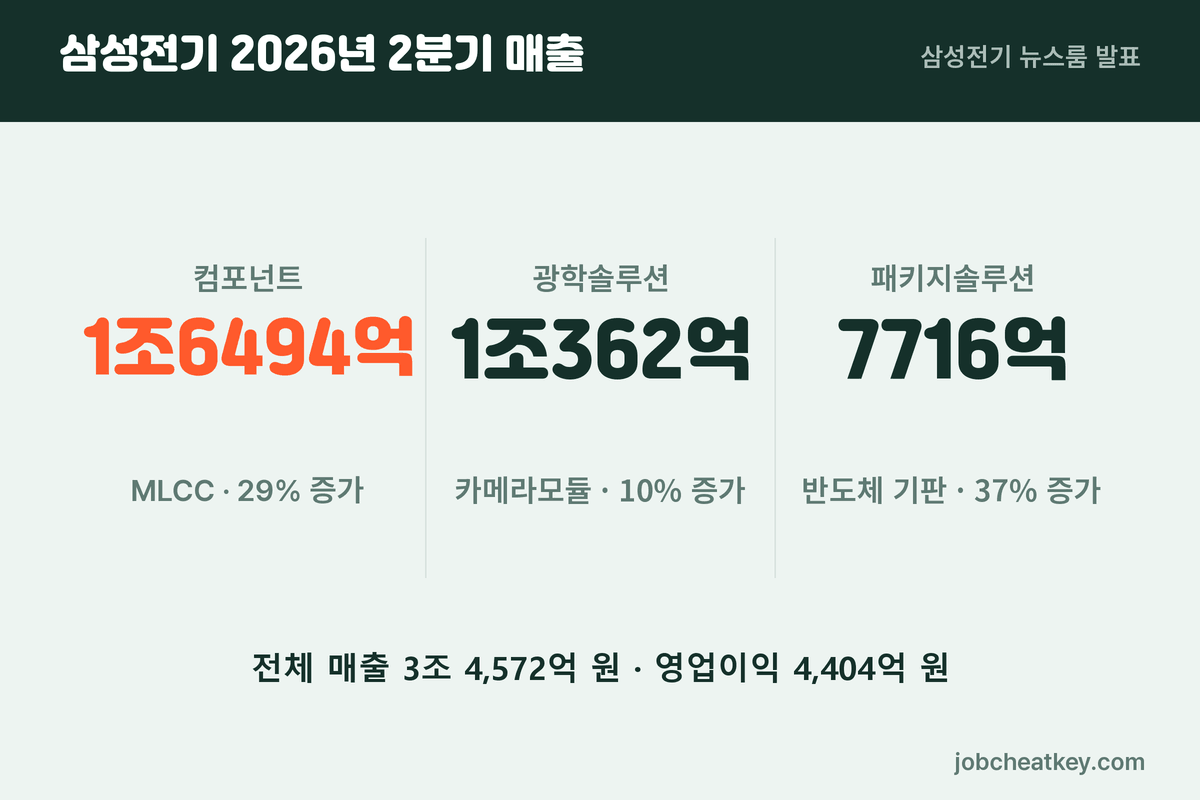 삼성전기 채용과 사업 3부문 매출