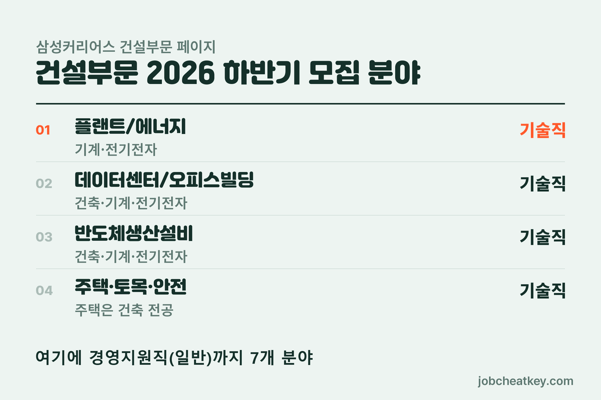 삼성물산 채용 건설부문 모집 분야