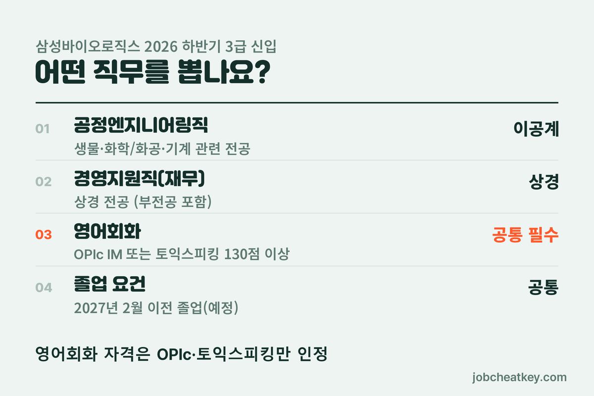 삼성바이오로직스 채용 모집 직무와 자격