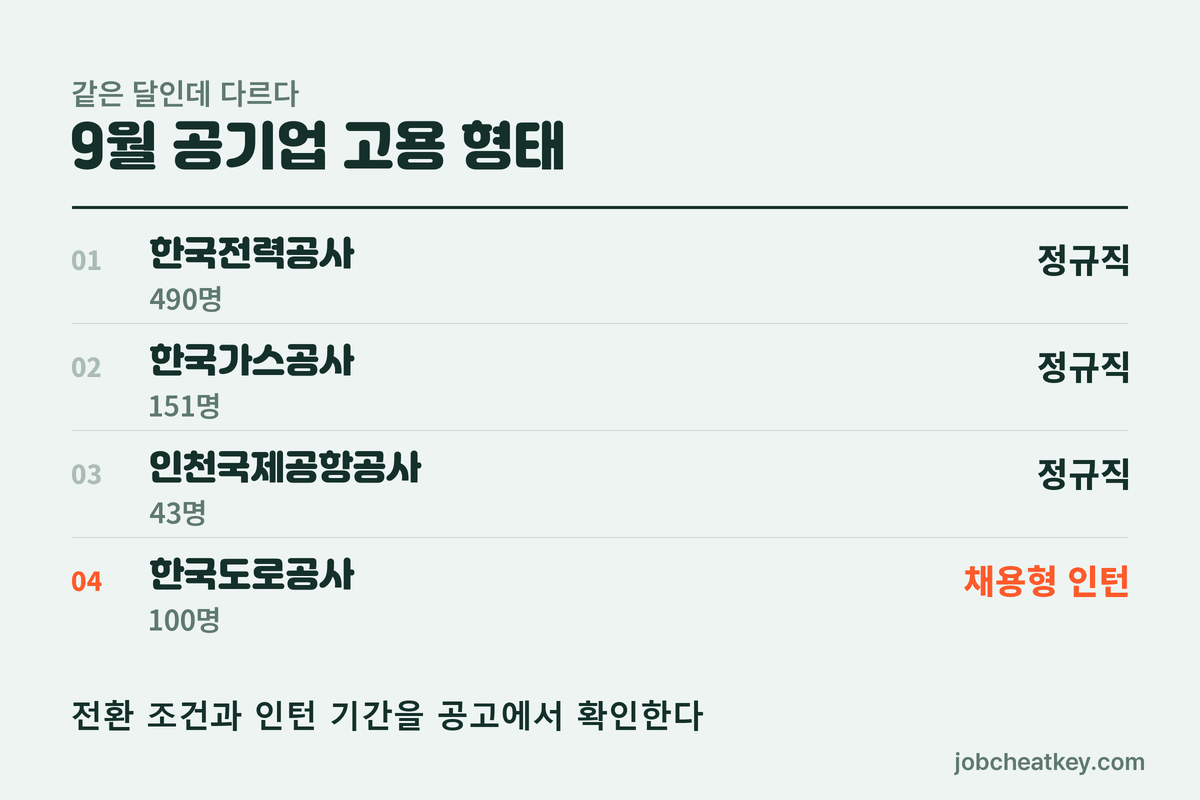 9월 공기업 고용 형태 비교