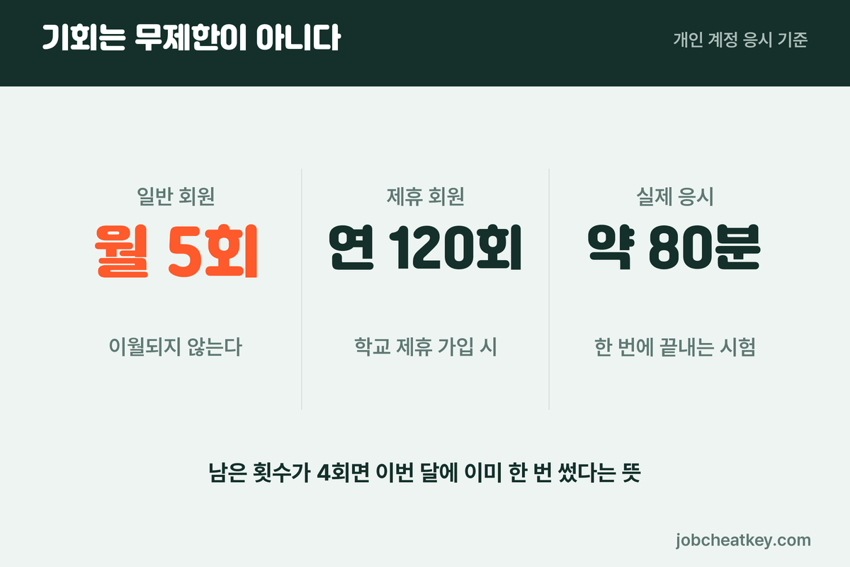 잡다 AI역량검사 응시 기회와 시간