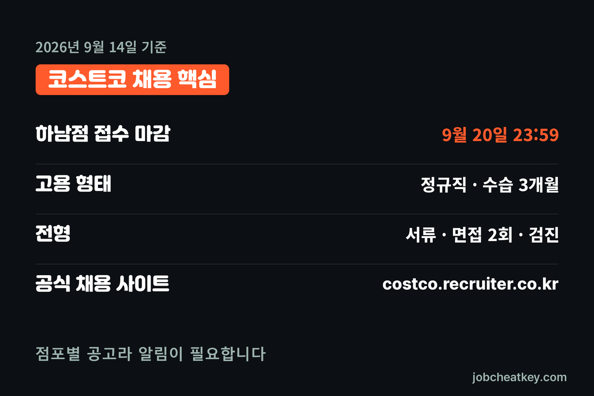 코스트코 채용 핵심 요약